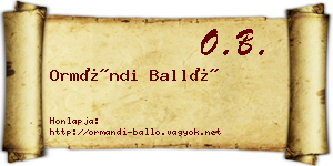 Ormándi Balló névjegykártya